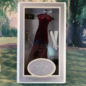 Y2K Franklin Mint 16" Elizabeth Taylor Rhapsody OUTFIT Burgundy Velvet Gown NRFB